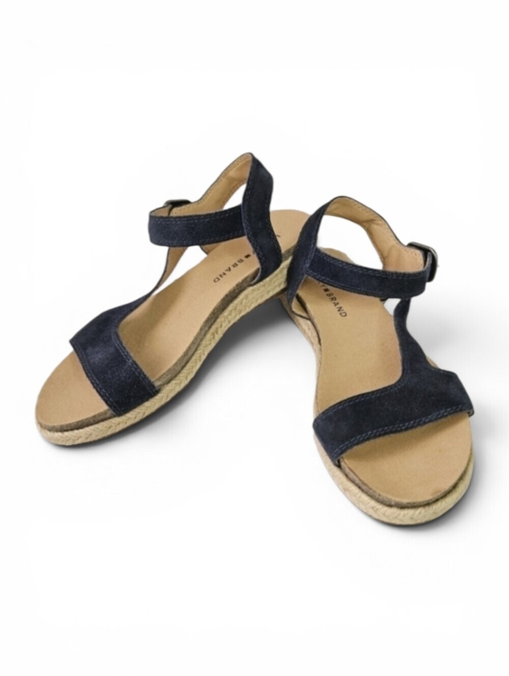 Lucky Brand Gabrien Espadrille Sandals Blue Tan Suede Size 6 - Picture 2 of 11